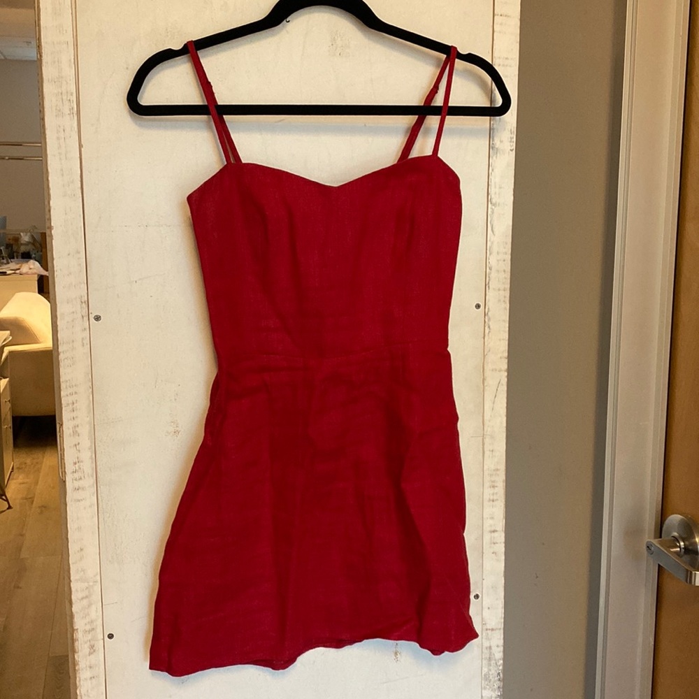 Reformation Audrey Dress Red Linen Mini Dress Small Size 4
